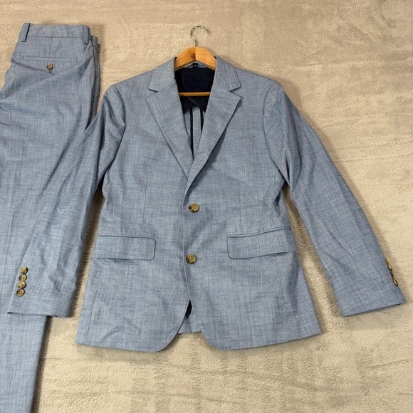 Bonobos Other - BONOBOS Mens 36S Short Slim Fit Light Blue Cotton Suit Jacket Pants 32x28 Casual